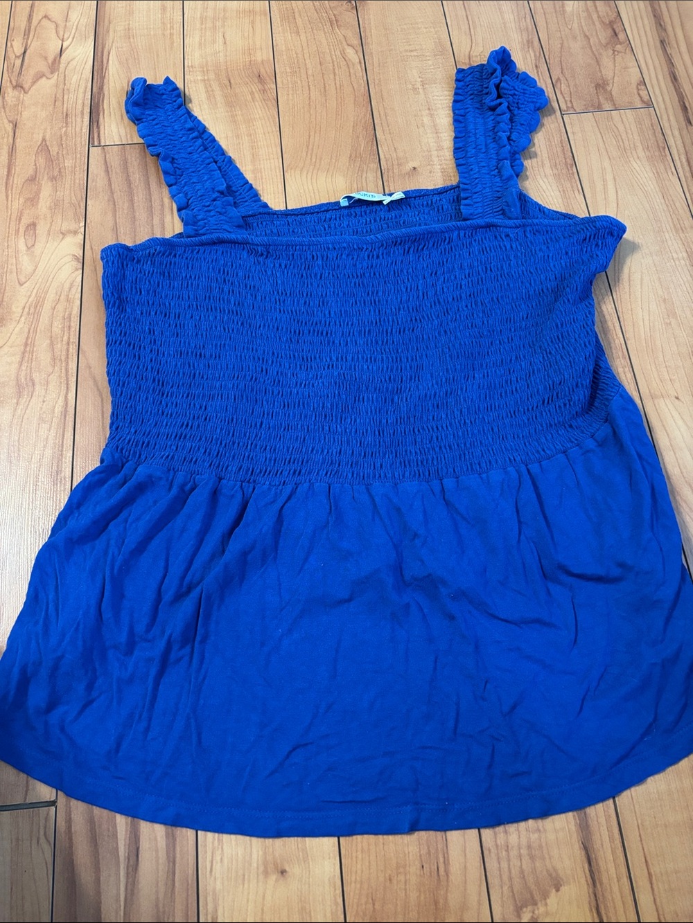 Ricki's Smocked Ruffle Strap Tank Top - Royal Blue - Picture 1 of 6